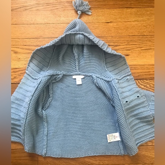 Jacadi Baby Blue Hooded Cotton Unisex Sweater - Size 6 Months - Picture 7 of 10